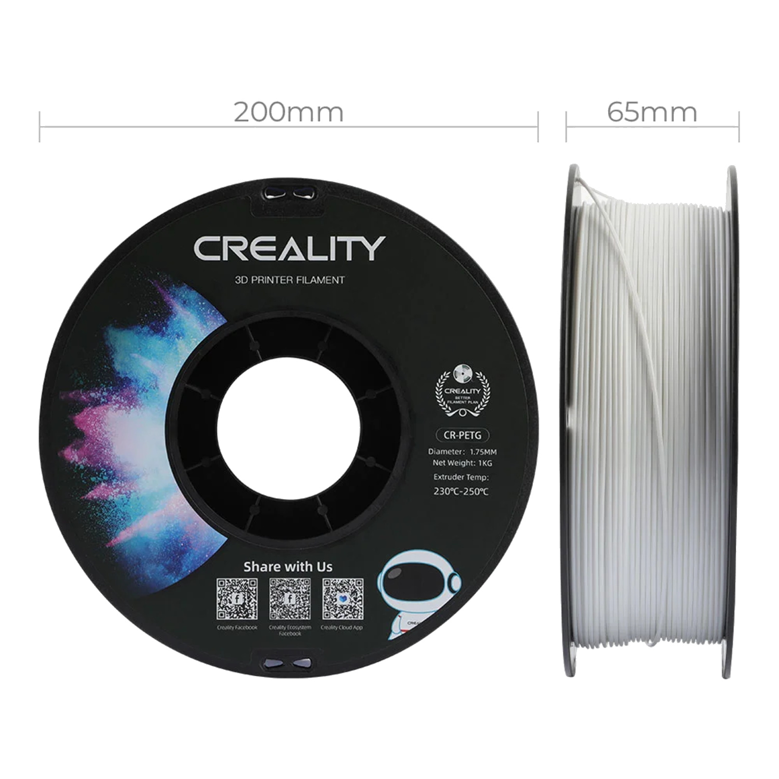 Creality CR-PETG Filament - White 1kg Roll - 1.75mm