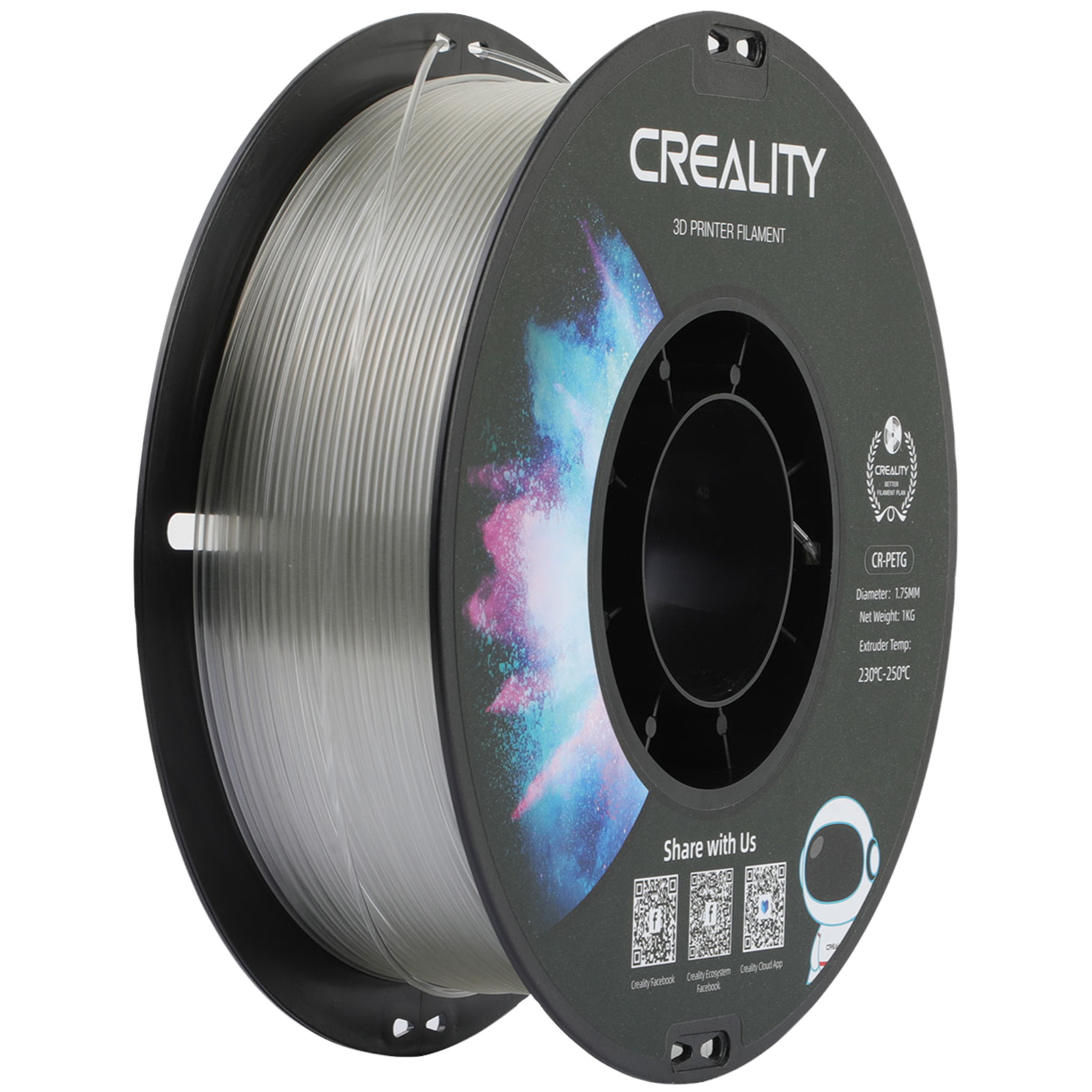 Creality CR-PETG Filament - Transparent 1kg Roll - 1.75mm