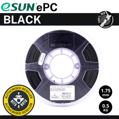 eSun ePC (PolyCarbonate) 1.75mm Filament 0.5kg (Discontinued) - Black / 1.75mm / 0.5kg