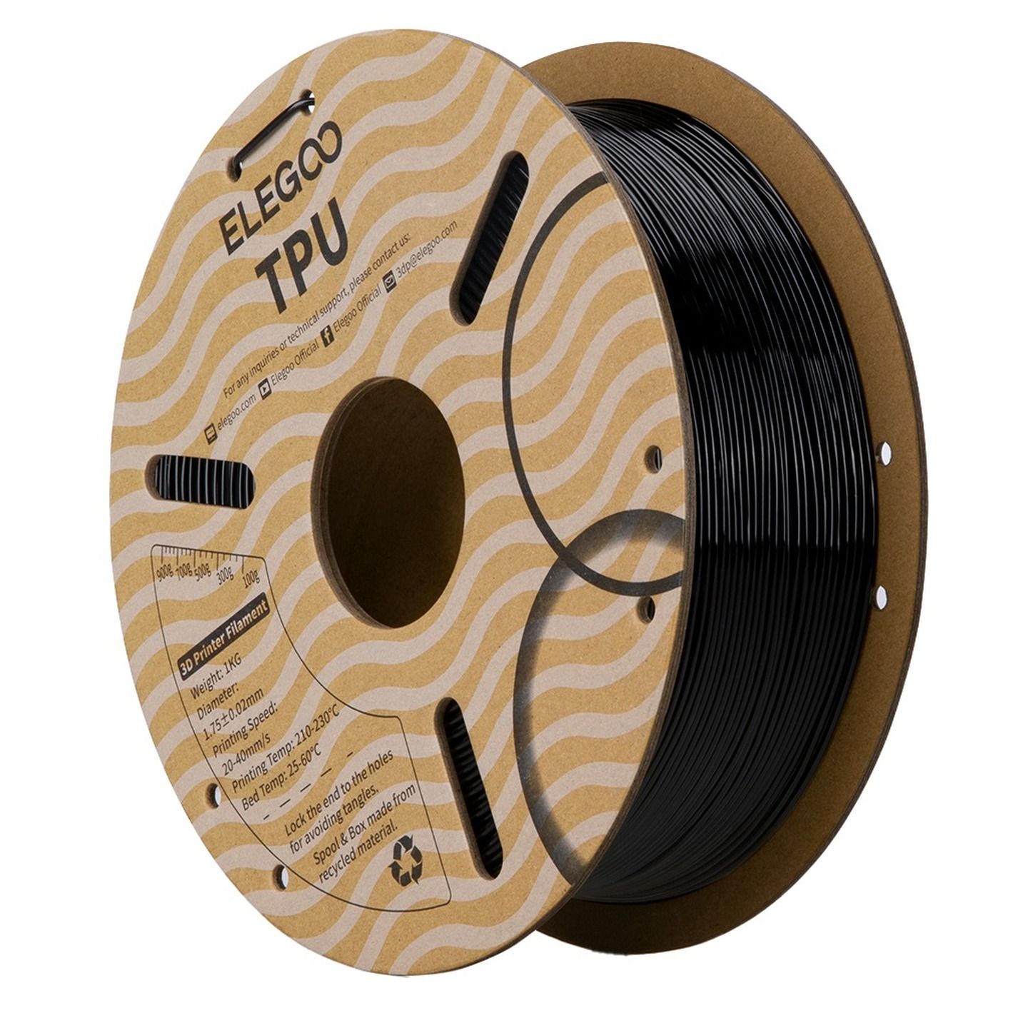 Elegoo TPU 95A filament Black 1.75mm 1kg