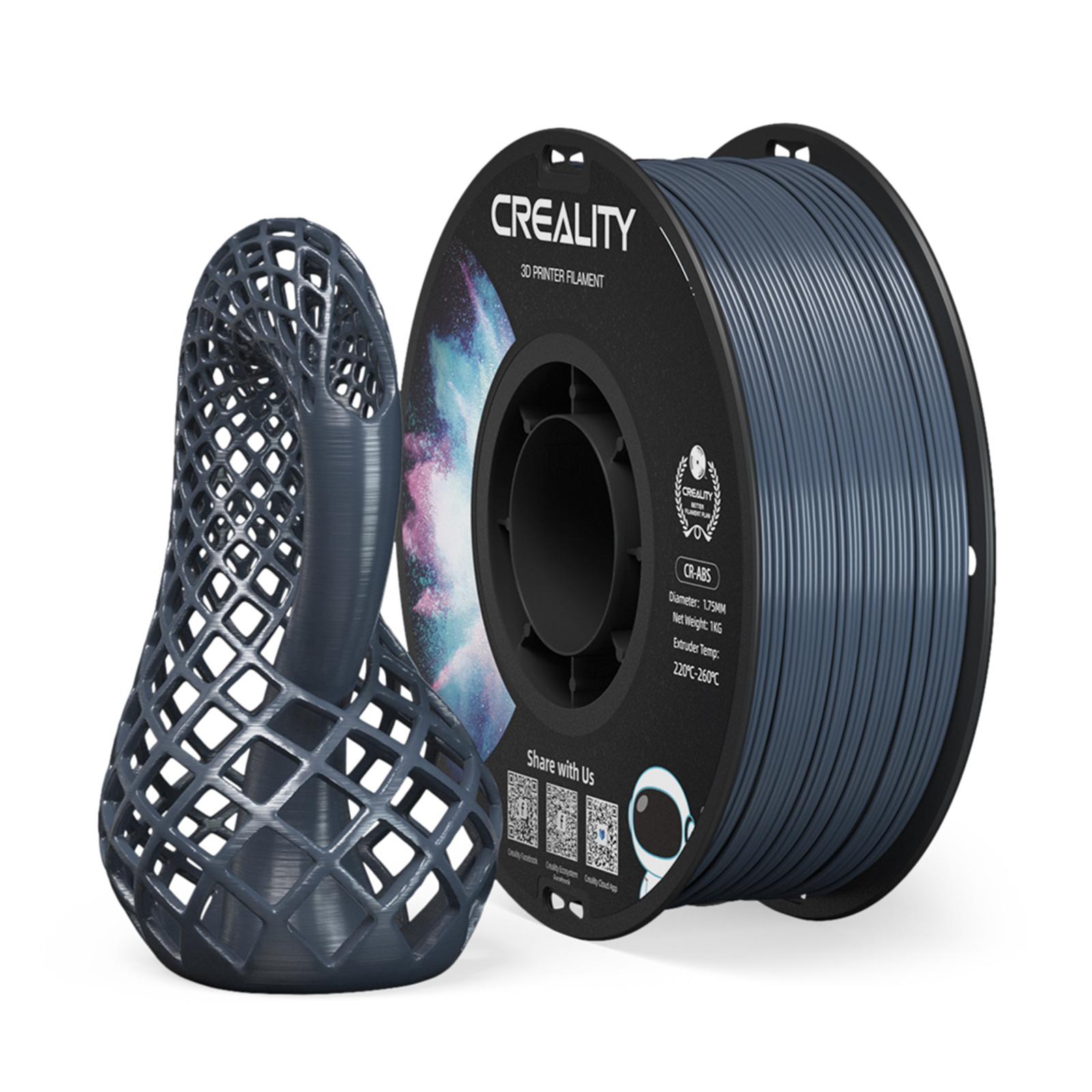 Creality CR-ABS Filament - Grey 1kg Roll - 1.75mm