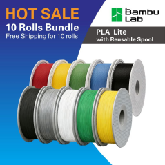 Bambu Lab Filament PLA Lite with Reusable Spool -10 Roll Bundle - Free Shipping