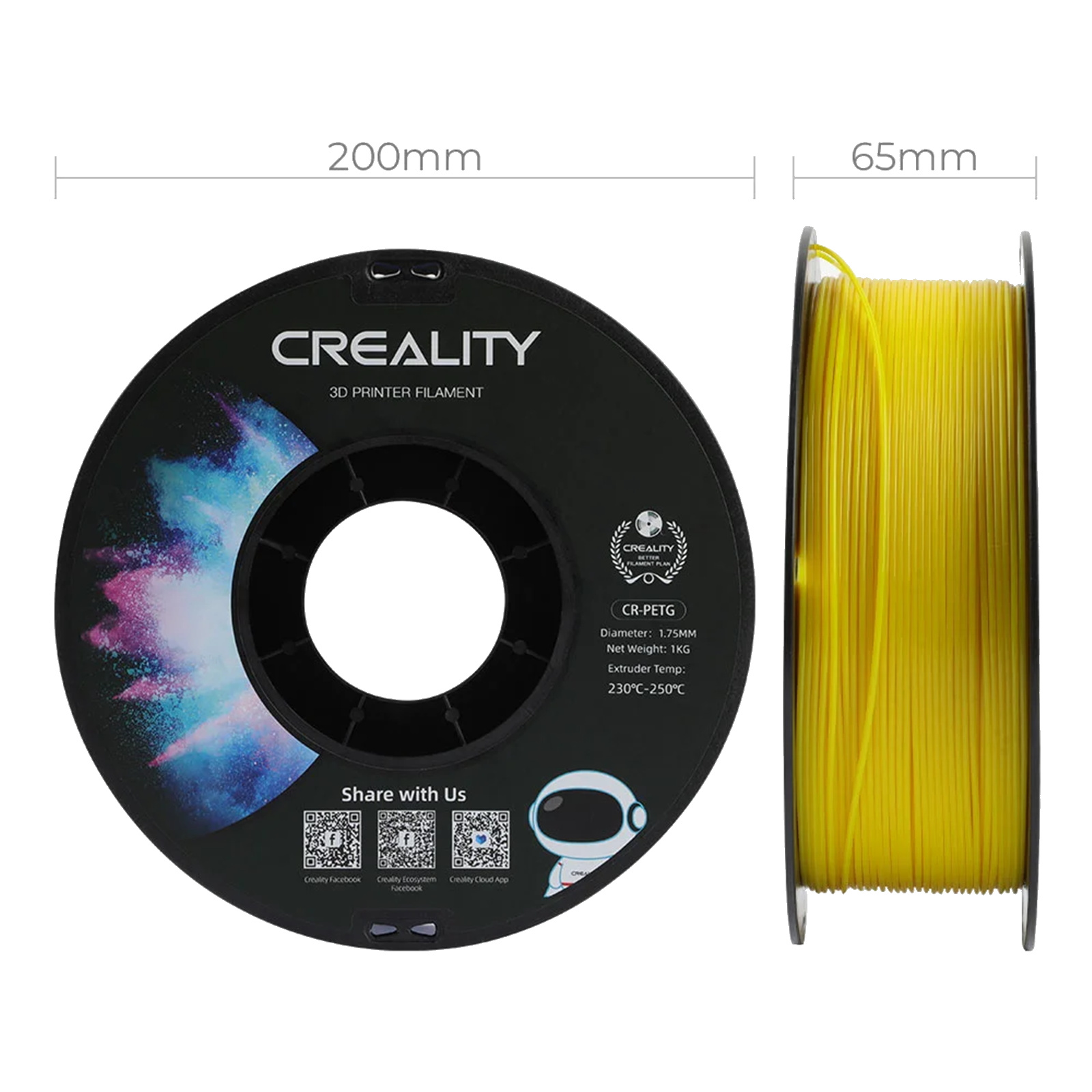 Creality CR-PETG Filament - Yellow 1kg Roll - 1.75mm
