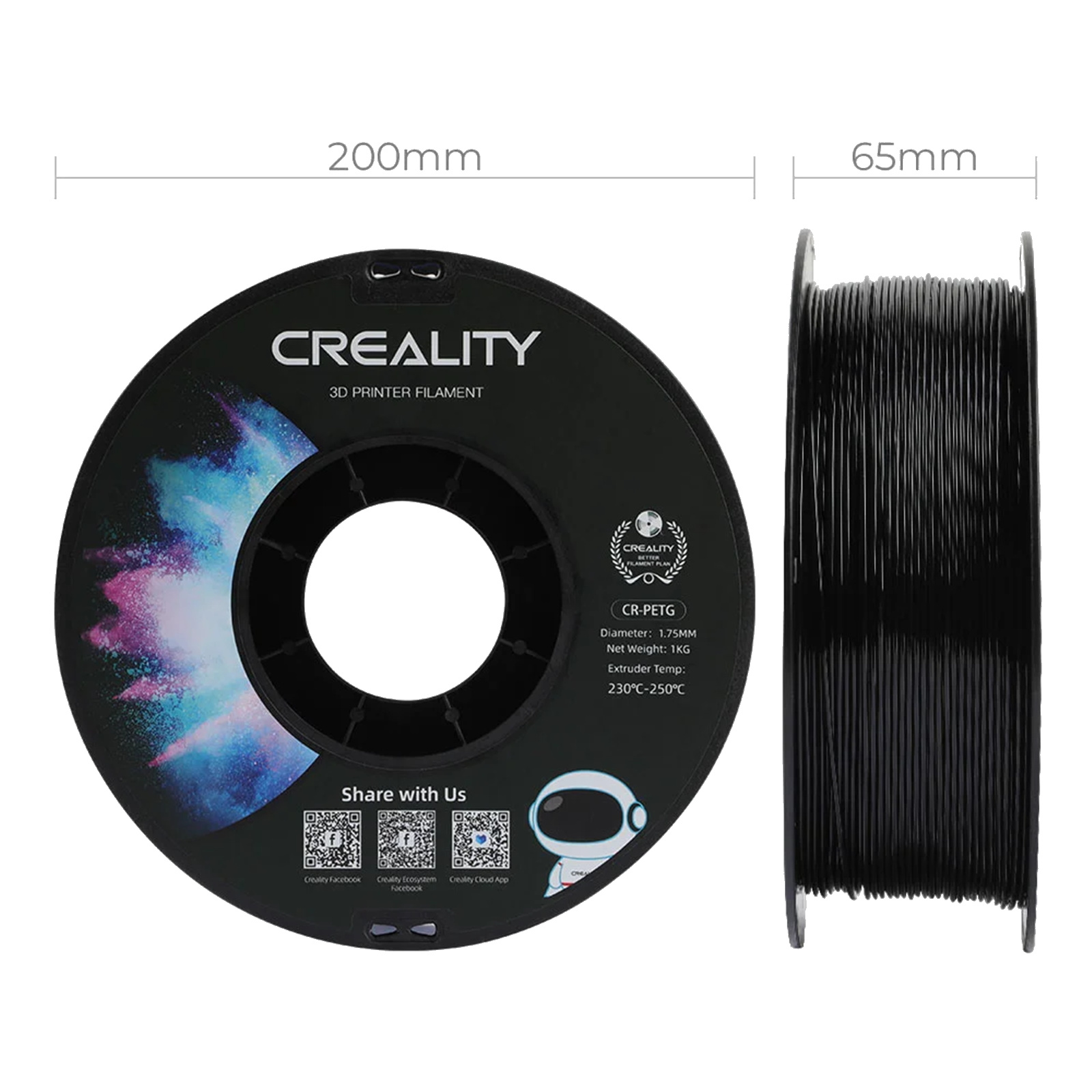 Creality CR-PETG Filament - Black 1kg Roll - 1.75mm