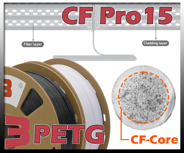 PETG-CF Pro15 – Co-Extruded Carbon Fibre Enhanced PETG Filament